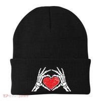 Funny Valentine Skeleton Bone Hands Heart Beanie thumb 0