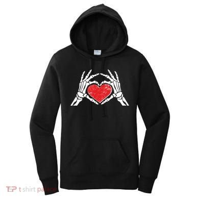 Funny Valentine Skeleton Bone Hands Heart Women's Hoodie