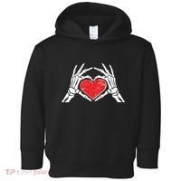 Funny Valentine Skeleton Bone Hands Heart Toddler Hoodie thumb 0