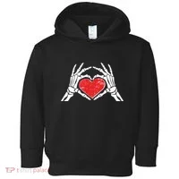 Funny Valentine Skeleton Bone Hands Heart Toddler Hoodie thumb 0