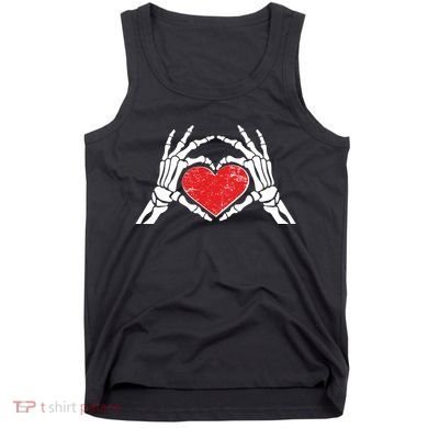 Funny Valentine Skeleton Bone Hands Heart Tank Top