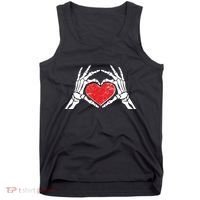 Funny Valentine Skeleton Bone Hands Heart Tank Top thumb 0