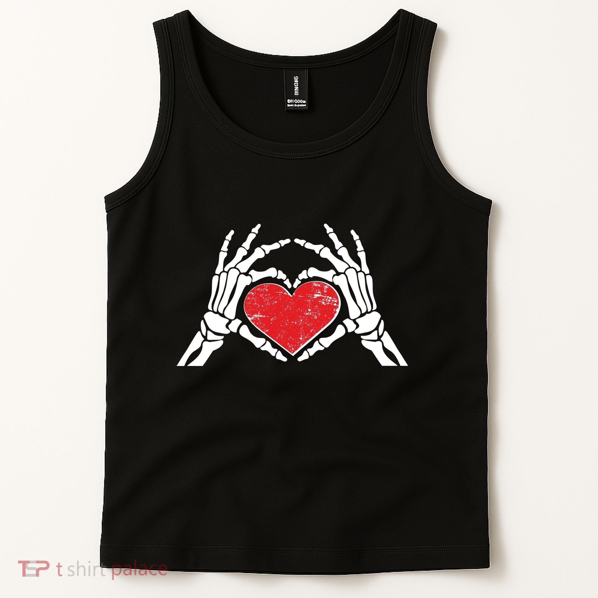 Funny Valentine Skeleton Bone Hands Heart Tank Top
