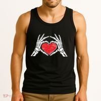 Funny Valentine Skeleton Bone Hands Heart Tank Top thumb 3