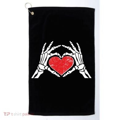 Funny Valentine Skeleton Bone Hands Heart Golf Towel