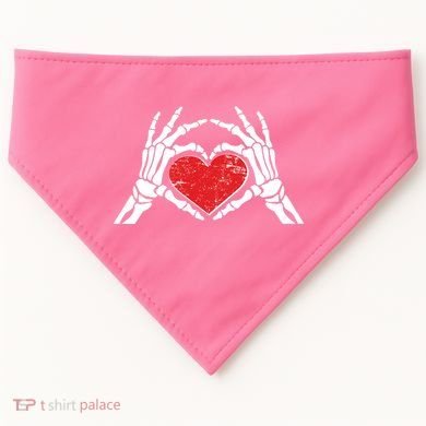 Funny Valentine Skeleton Bone Hands Heart USA-Made Doggie Bandana