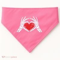Funny Valentine Skeleton Bone Hands Heart USA-Made Doggie Bandana thumb 0