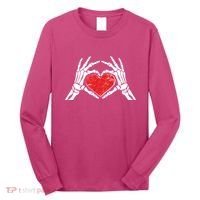 Funny Valentine Skeleton Bone Hands Heart Long Sleeve Shirt thumb 0