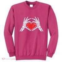 Funny Valentine Skeleton Bone Hands Heart Sweatshirt thumb 0