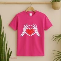 Funny Valentine Skeleton Bone Hands Heart T-Shirt thumb 2