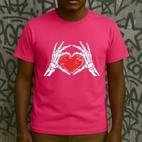 Funny Valentine Skeleton Bone Hands Heart T-Shirt thumb 3