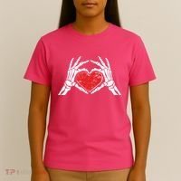 Funny Valentine Skeleton Bone Hands Heart T-Shirt thumb 4
