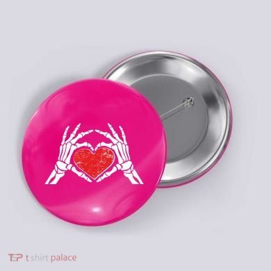 Funny Valentine Skeleton Bone Hands Heart Button
