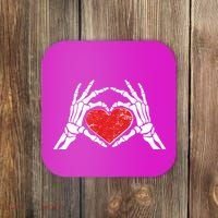 Funny Valentine Skeleton Bone Hands Heart Coaster thumb 0