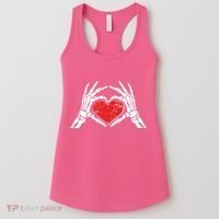 Funny Valentine Skeleton Bone Hands Heart Women's Tank Top thumb 0
