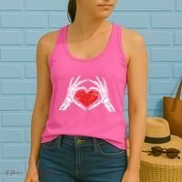 Funny Valentine Skeleton Bone Hands Heart Women's Tank Top thumb 2