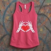 Funny Valentine Skeleton Bone Hands Heart Women's Tank Top thumb 3