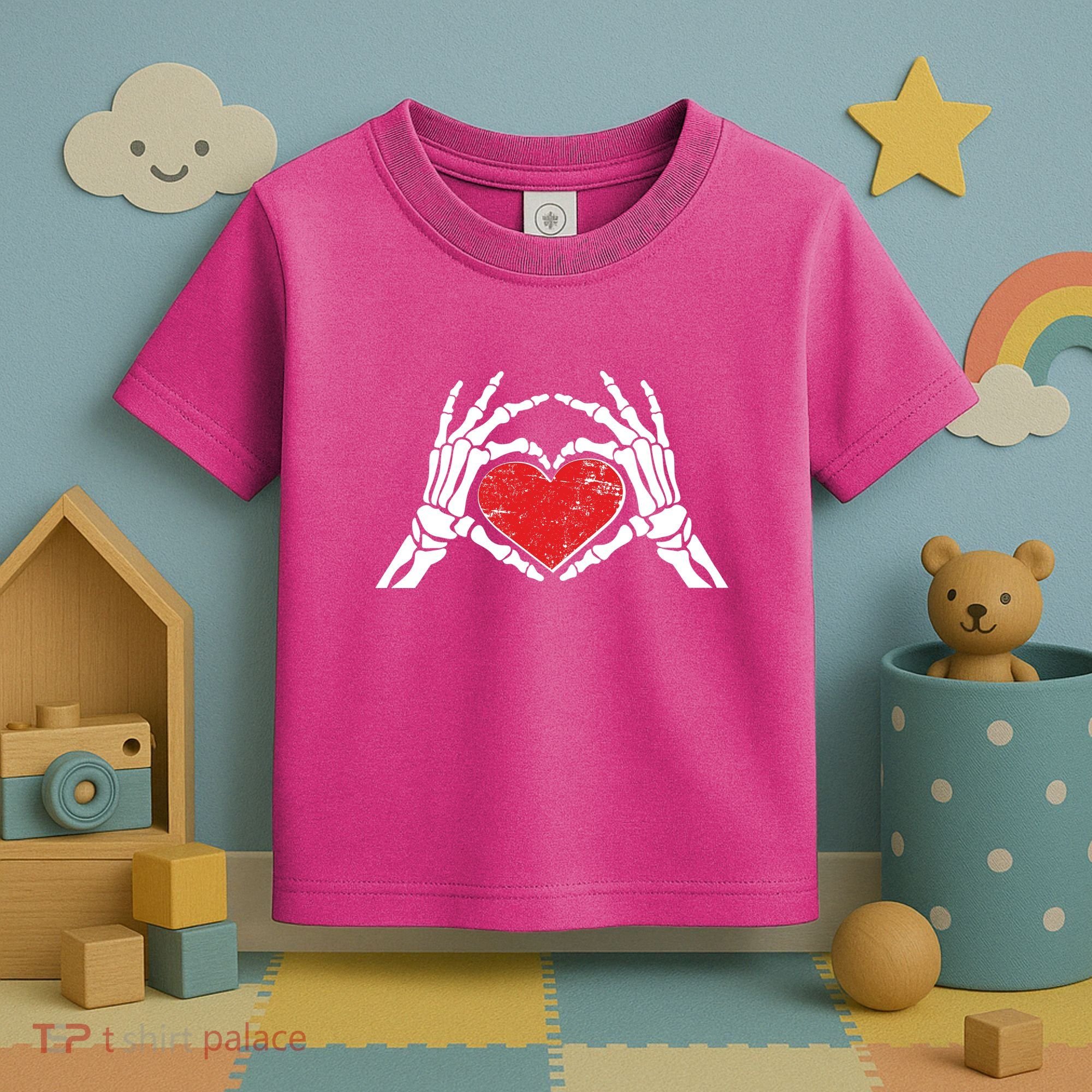 Funny Valentine Skeleton Bone Hands Heart Toddler T-Shirt