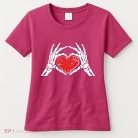 Funny Valentine Skeleton Bone Hands Heart Women's T-Shirt thumb 0