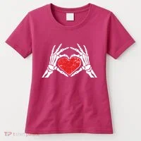 Funny Valentine Skeleton Bone Hands Heart Women's T-Shirt thumb 0