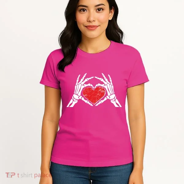 Funny Valentine Skeleton Bone Hands Heart Women's T-Shirt