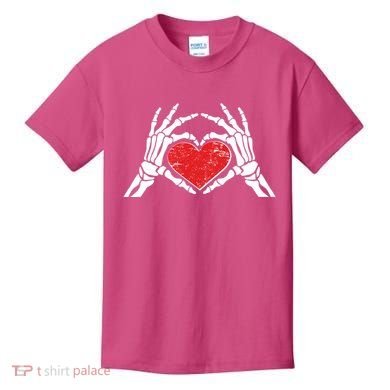 Funny Valentine Skeleton Bone Hands Heart Kids T-Shirt
