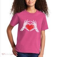 Funny Valentine Skeleton Bone Hands Heart Kids T-Shirt thumb 2