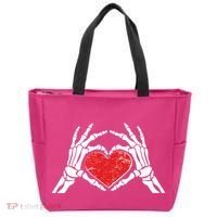 Funny Valentine Skeleton Bone Hands Heart Tote Bag thumb 0
