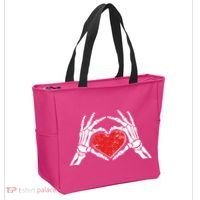 Funny Valentine Skeleton Bone Hands Heart Tote Bag thumb 2