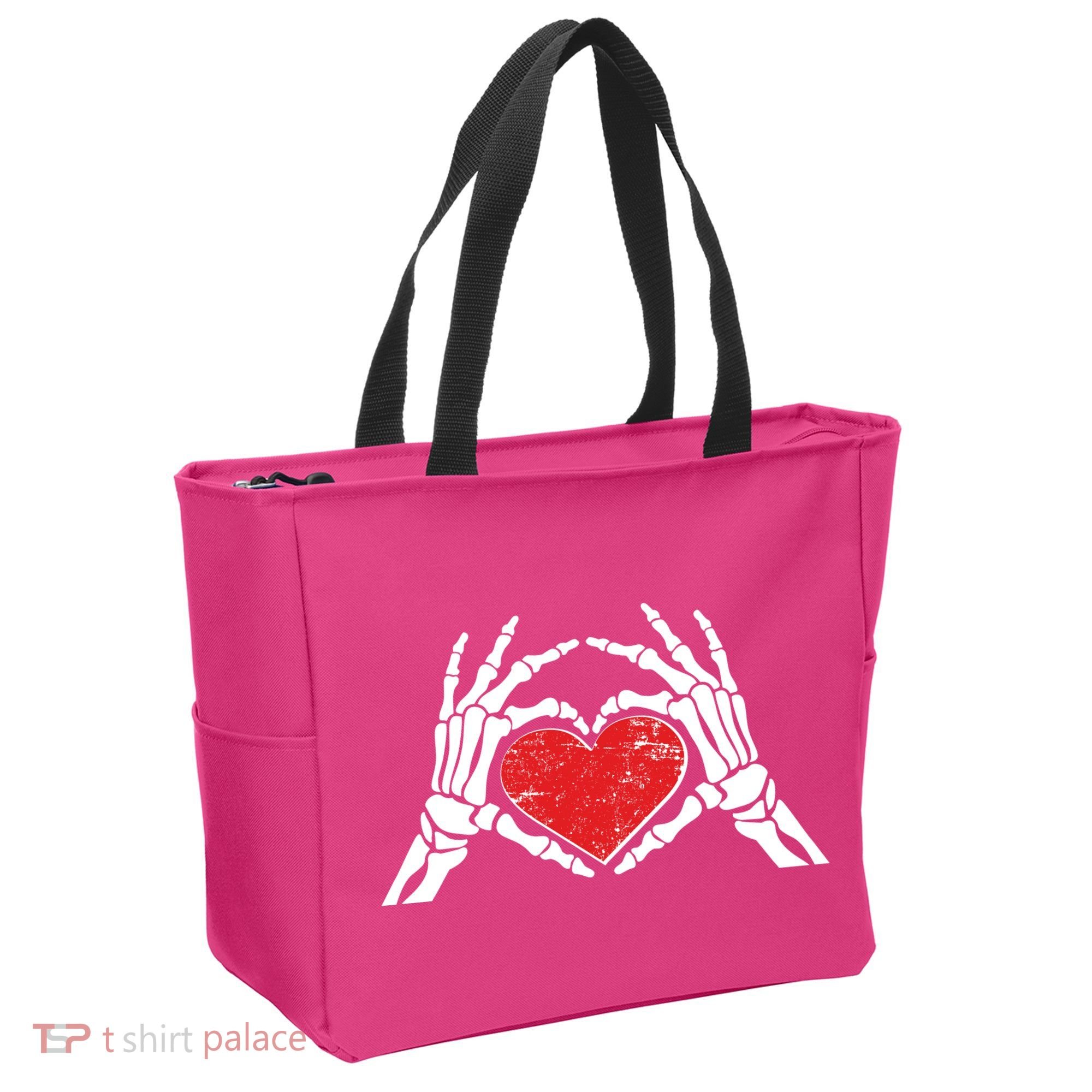 Funny Valentine Skeleton Bone Hands Heart Tote Bag