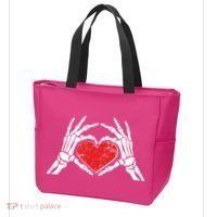 Funny Valentine Skeleton Bone Hands Heart Tote Bag thumb 3