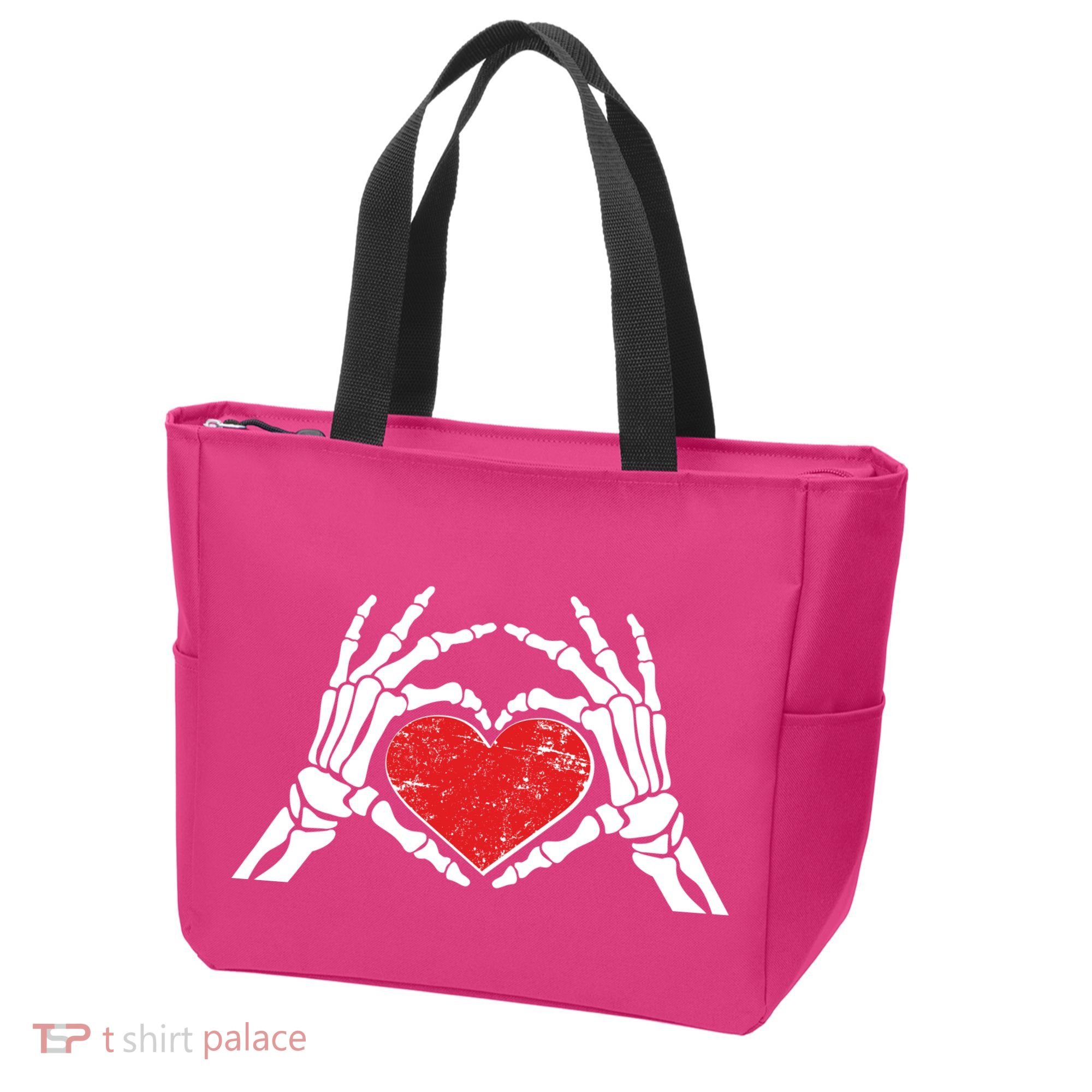 Funny Valentine Skeleton Bone Hands Heart Tote Bag