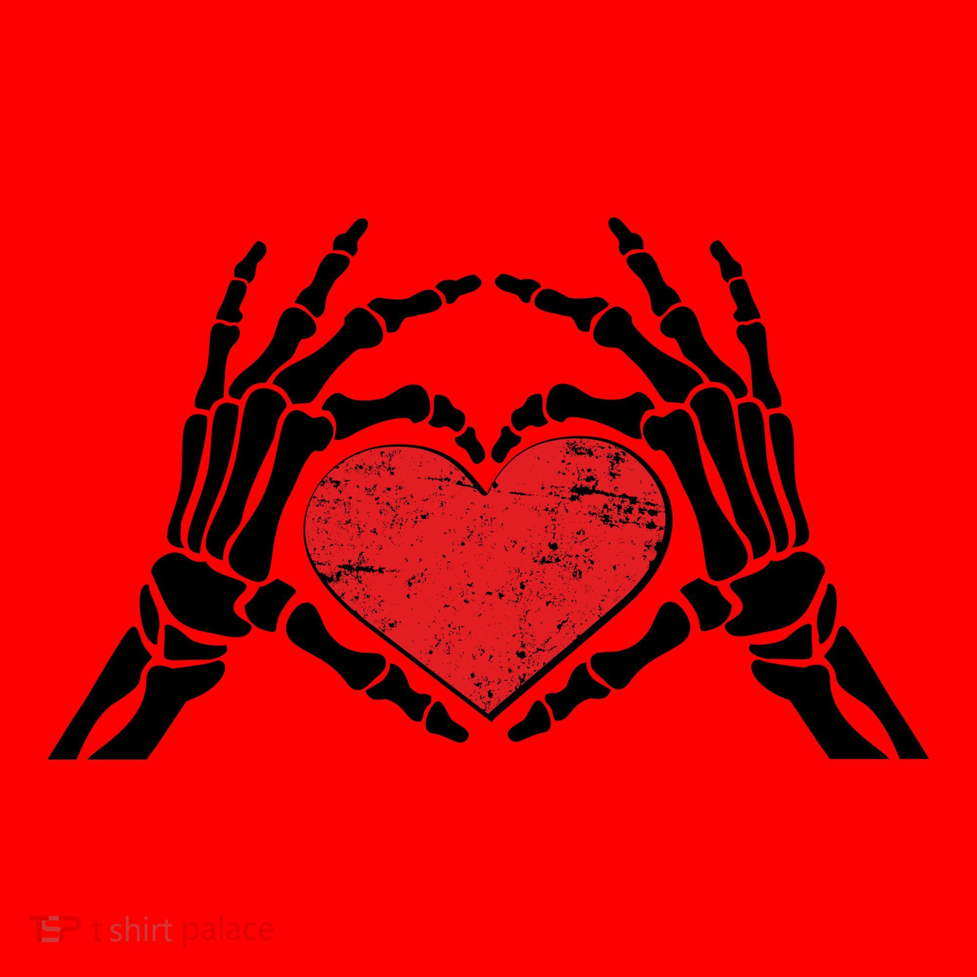 Funny Valentine Skeleton Bone Hands Heart Santa Hat