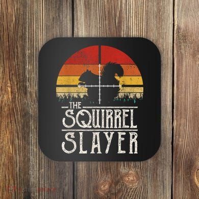 Funny Vintage Sunset Retro Style Squirrel Hunting Squirrel Slayer Coaster