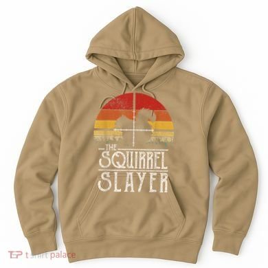 Funny Vintage Sunset Retro Style Squirrel Hunting Squirrel Slayer Hoodie
