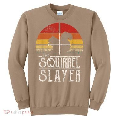 Funny Vintage Sunset Retro Style Squirrel Hunting Squirrel Slayer Sweatshirt