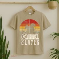 Funny Vintage Sunset Retro Style Squirrel Hunting Squirrel Slayer T-Shirt thumb 2
