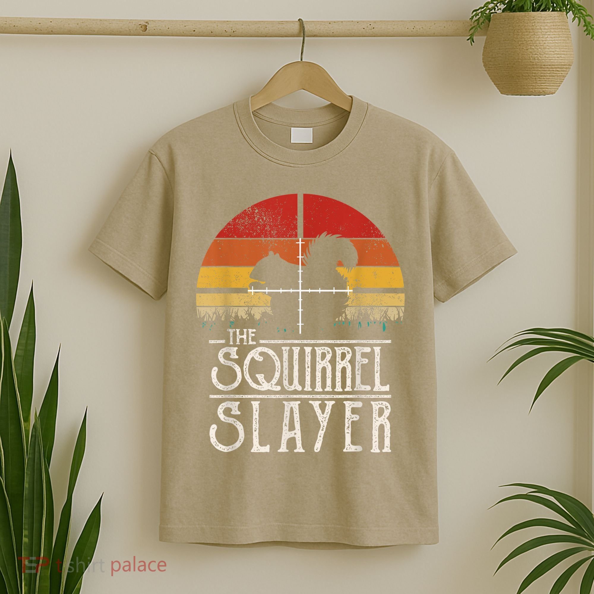 Funny Vintage Sunset Retro Style Squirrel Hunting Squirrel Slayer T-Shirt