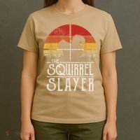 Funny Vintage Sunset Retro Style Squirrel Hunting Squirrel Slayer T-Shirt thumb 4