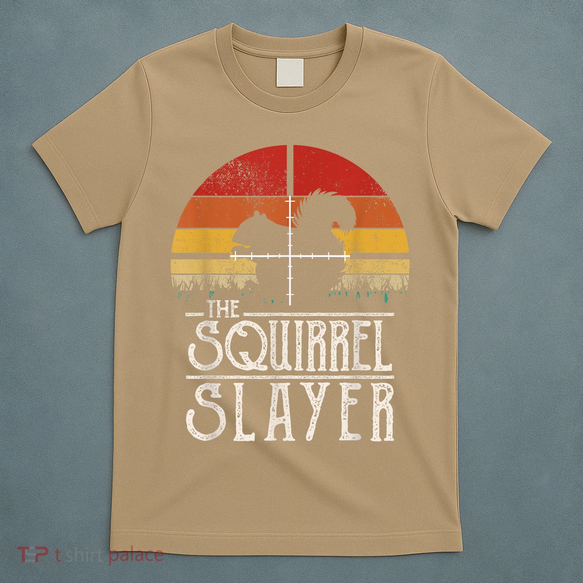 Funny Vintage Sunset Retro Style Squirrel Hunting Squirrel Slayer T-Shirt