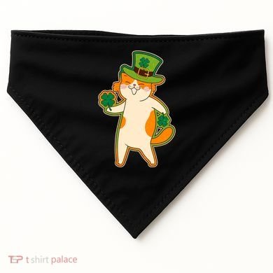 Funny Vintage St Patricks Day Leprechaun Shamrock Clover Cat USA-Made Doggie Bandana