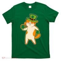 Funny Vintage St Patricks Day Leprechaun Shamrock Clover Cat T-Shirt thumb 0