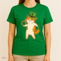 Funny Vintage St Patricks Day Leprechaun Shamrock Clover Cat T-Shirt thumb 4