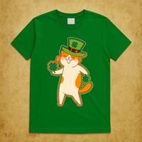 Funny Vintage St Patricks Day Leprechaun Shamrock Clover Cat T-Shirt thumb 5
