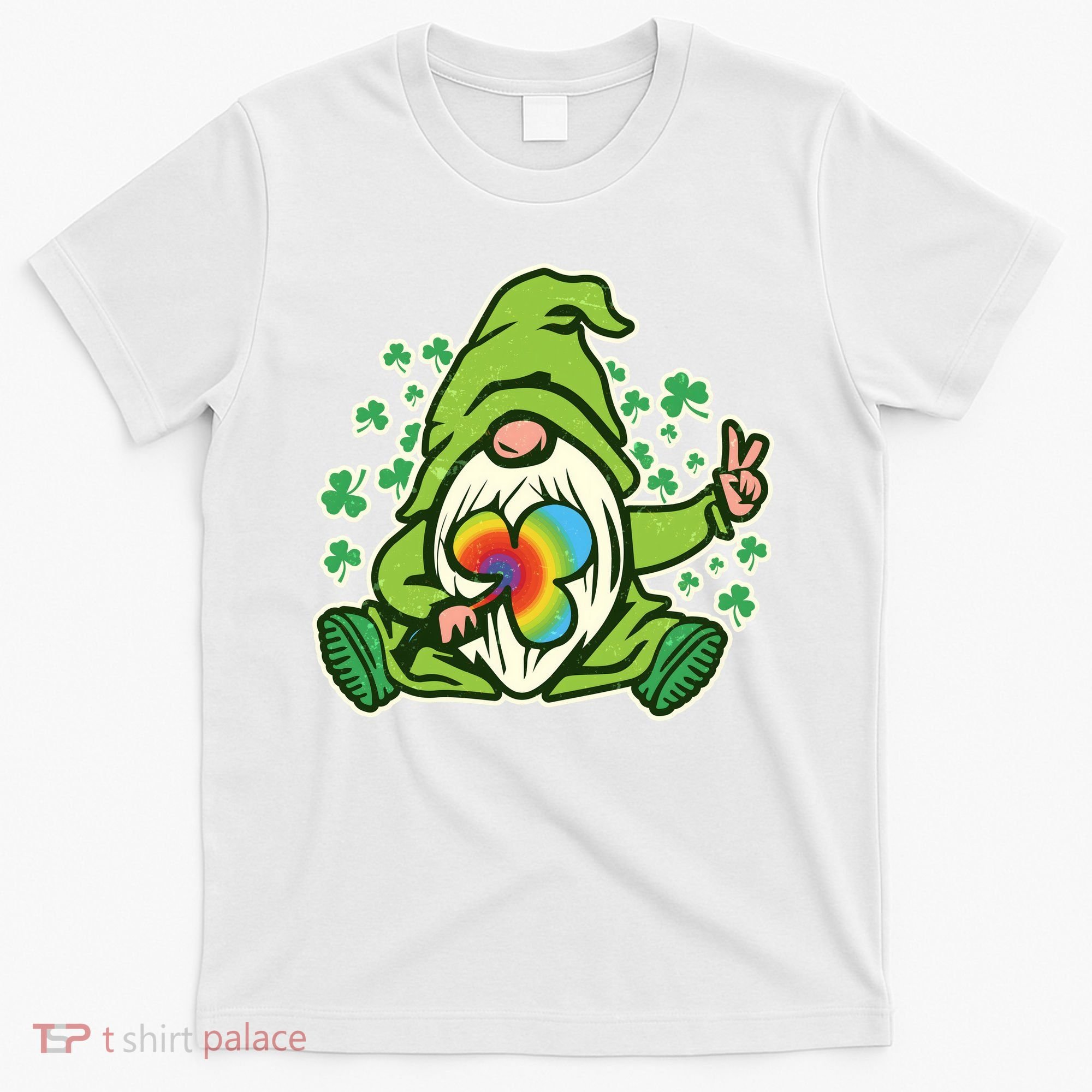 Funny Vintage St Patrick's Day Peace Love Leprechaun Gnome T-Shirt
