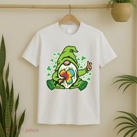 Funny Vintage St Patrick's Day Peace Love Leprechaun Gnome T-Shirt thumb 2