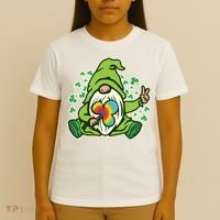 Funny Vintage St Patrick's Day Peace Love Leprechaun Gnome T-Shirt thumb 4