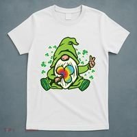 Funny Vintage St Patrick's Day Peace Love Leprechaun Gnome T-Shirt thumb 5