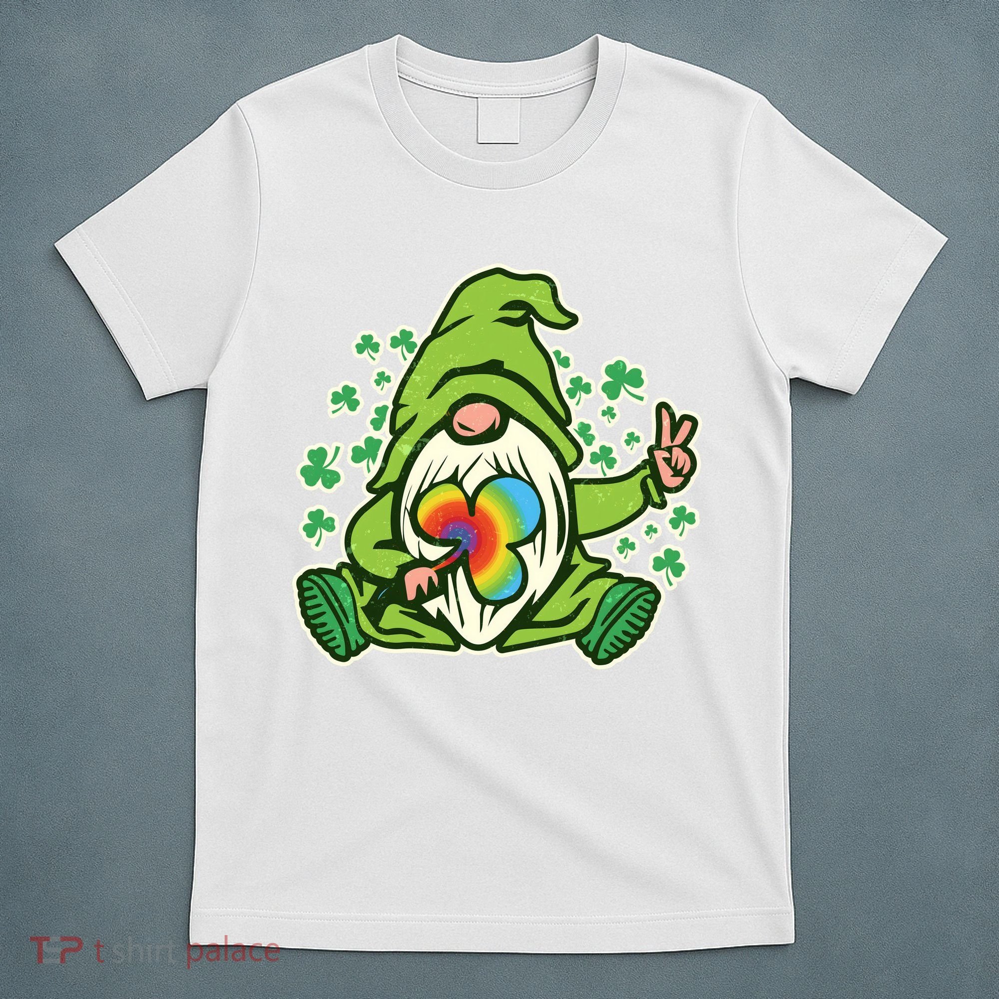 Funny Vintage St Patrick's Day Peace Love Leprechaun Gnome T-Shirt