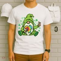Funny Vintage St Patrick's Day Peace Love Leprechaun Gnome T-Shirt thumb 6